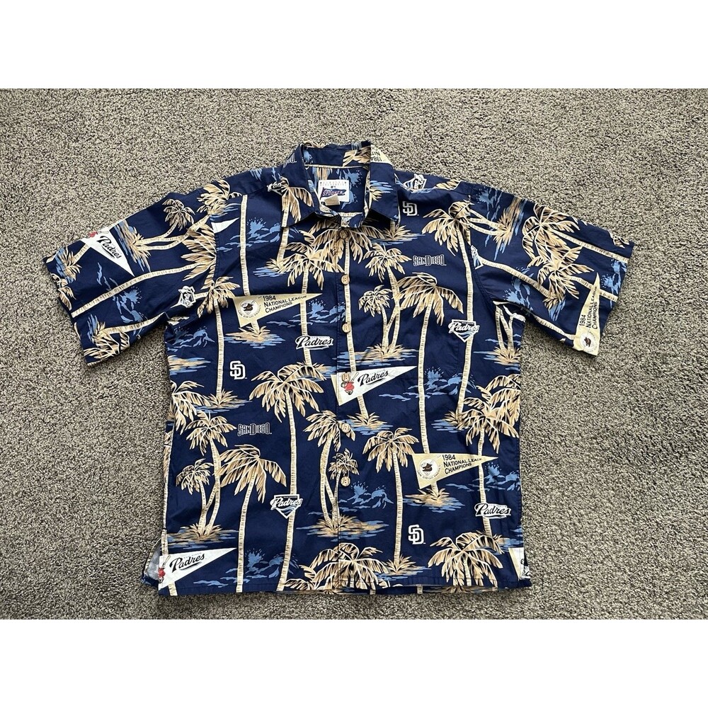 Reyn Spooner San Diego Padres Vintage Hawaiian Shirt, Mens Size L MLB Baseball